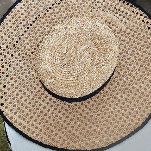 Zahati. Wheat straw hats. Fluted Hat - Black  100% made in Spain main image 5